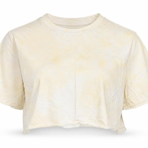Nasty Gal Womens Yellow  Cotton Cropped T-Shirt Size 8 Crew Neck
