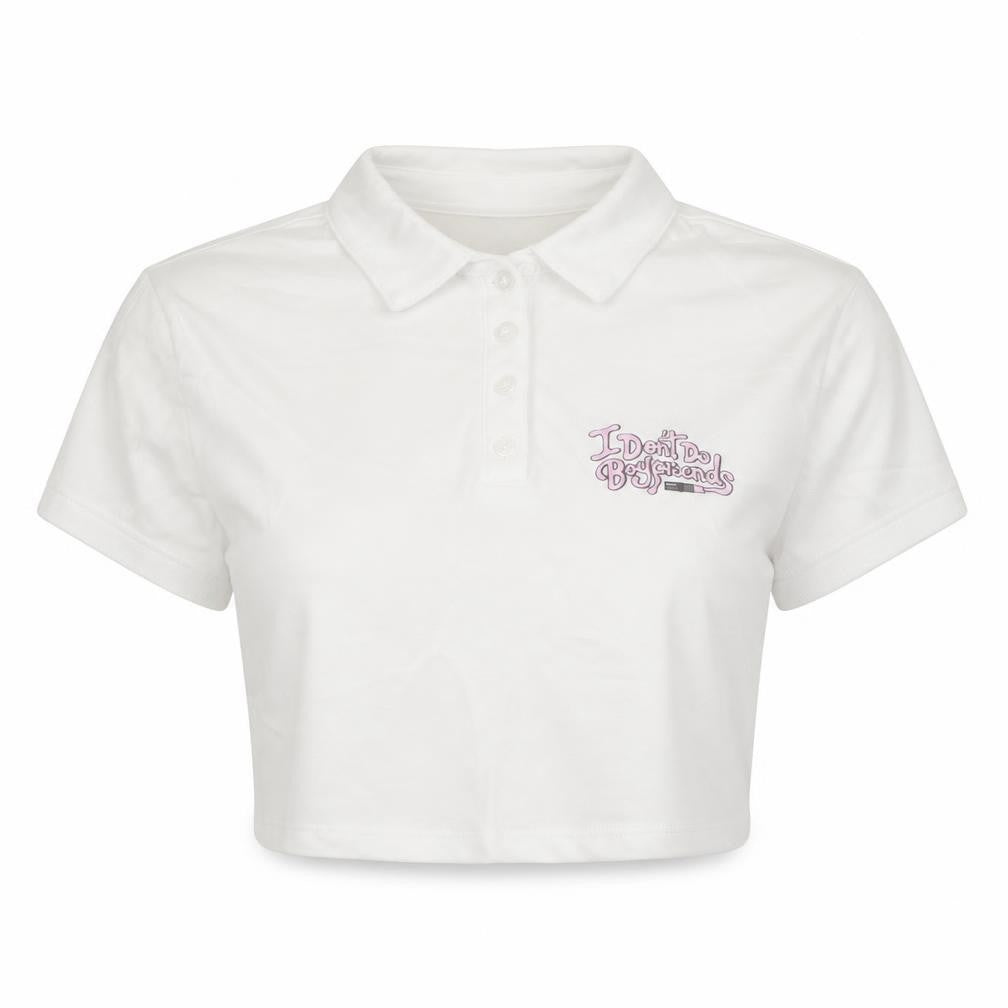 Divided Womens White  Cotton Cropped Polo Size S Collared - Sex Education