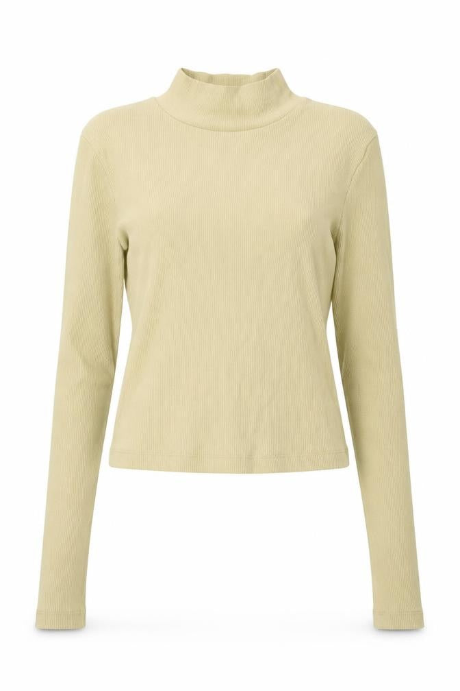 Front view of PRETTYLITTLETHING women’s yellow polyester pullover sweatshirt, size UK 10, pullover - cropped