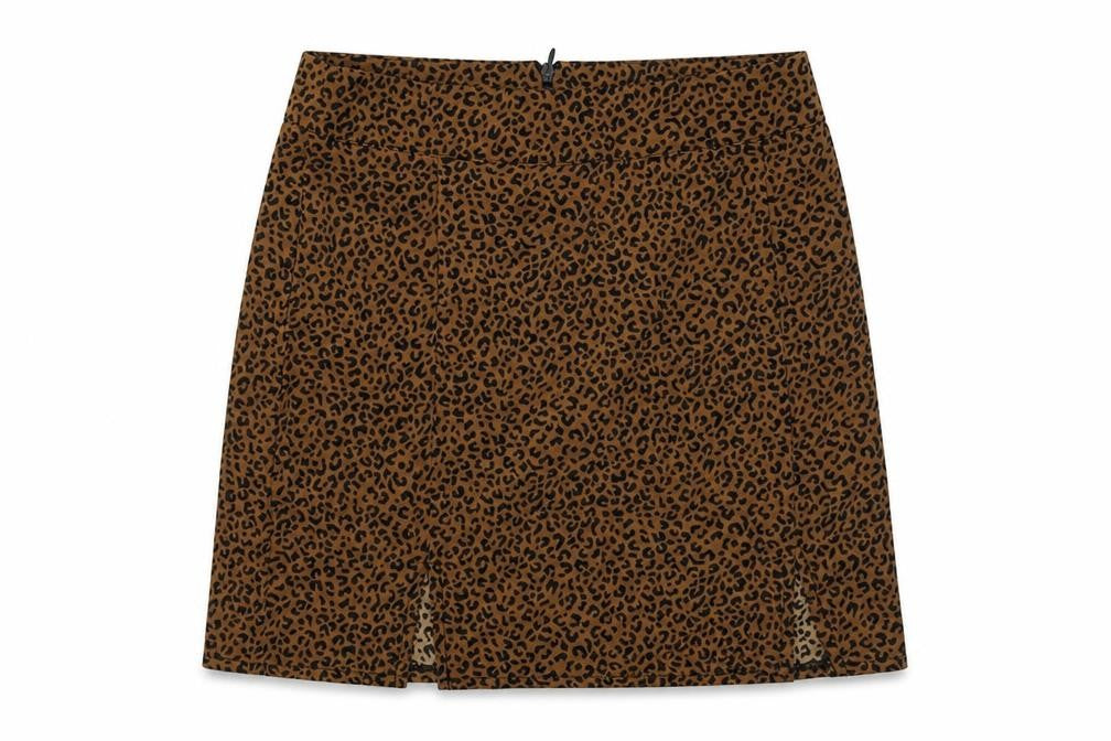 SheIn Womens Brown Animal Print Polyester A-Line Skirt Size S   Zip