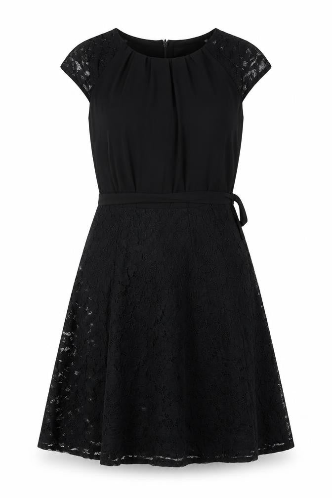 Dorothy Perkins Womens Black  Cotton A-Line  Size 10  Crew Neck Zip