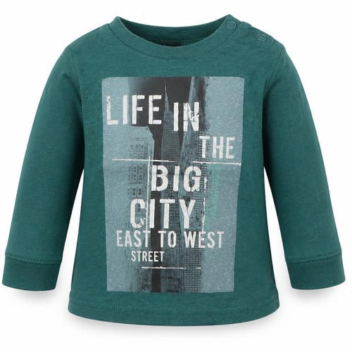 F&F Boys Green  Cotton Basic Casual Size 3-6 Months Crew Neck Buckle - life in the big city