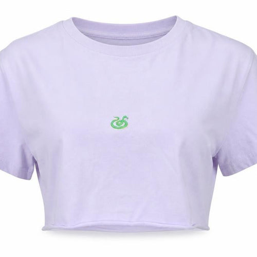 Topshop Womens Purple  Cotton Cropped T-Shirt Size 8 Crew Neck