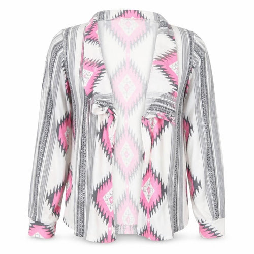 Preworn Womens Grey V-Neck Geometric Polyester Cardigan Jumper Size M
