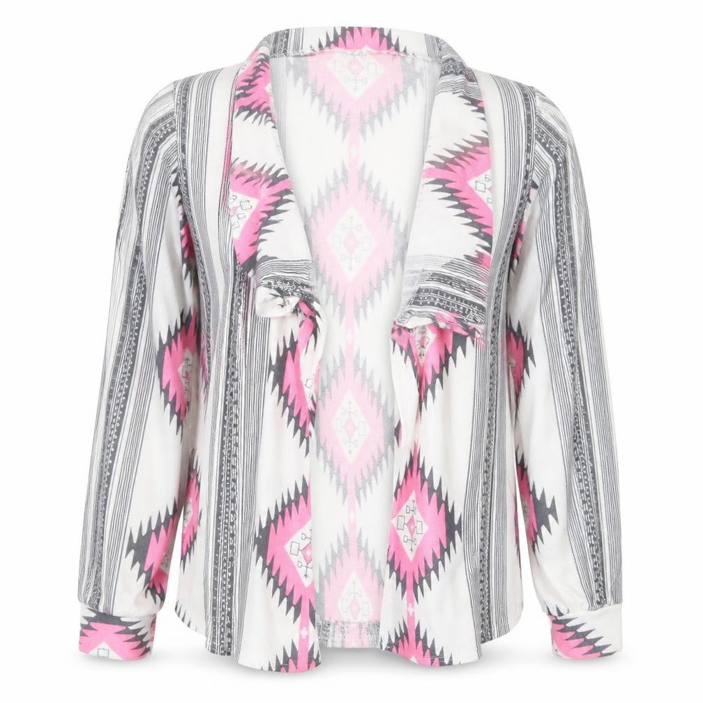 Preworn Womens Grey V-Neck Geometric Polyester Cardigan Jumper Size M