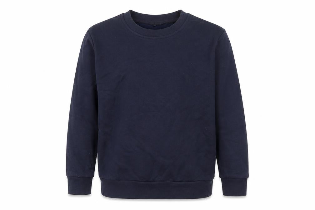 Front view of George boys’ blue round neck cotton jumper, size 7, years