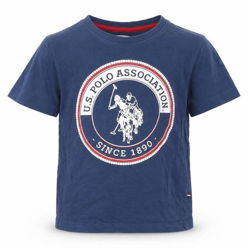 US Polo Assn. Boys Blue  Cotton Basic T-Shirt Size 3-4 Years Round Neck