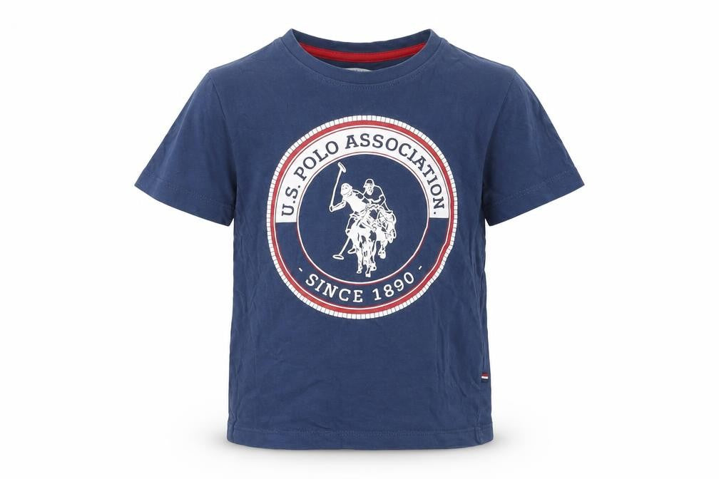 US Polo Assn. Boys Blue  Cotton Basic T-Shirt Size 3-4 Years Round Neck