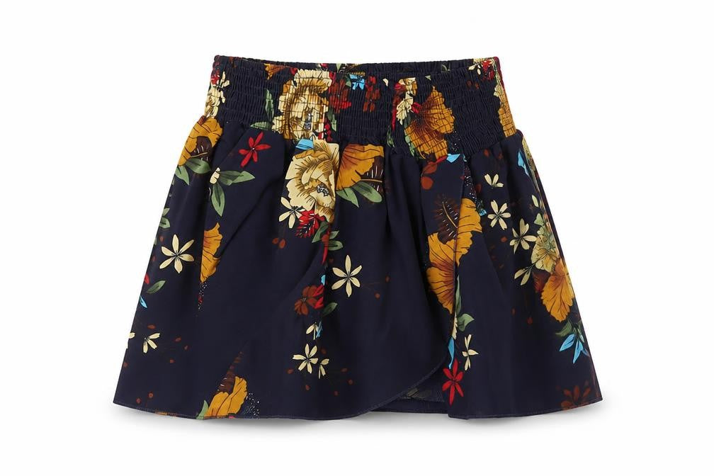 SheIn Womens Blue Floral Cotton Mini Skirt Size M