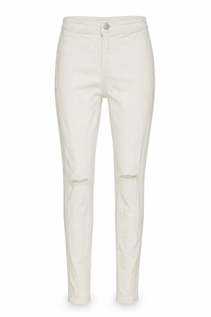 Glamorous Womens White  Cotton Skinny Jeans Size XS L30 in Extra-Slim Zip