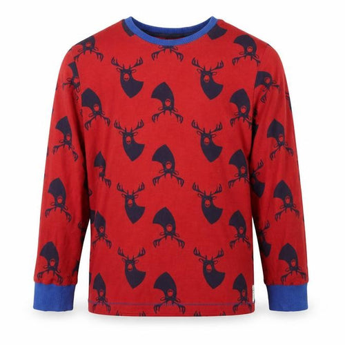 NEXT Boys Red Geometric Cotton  Pyjama Top Size 10 Years   - Stag Print