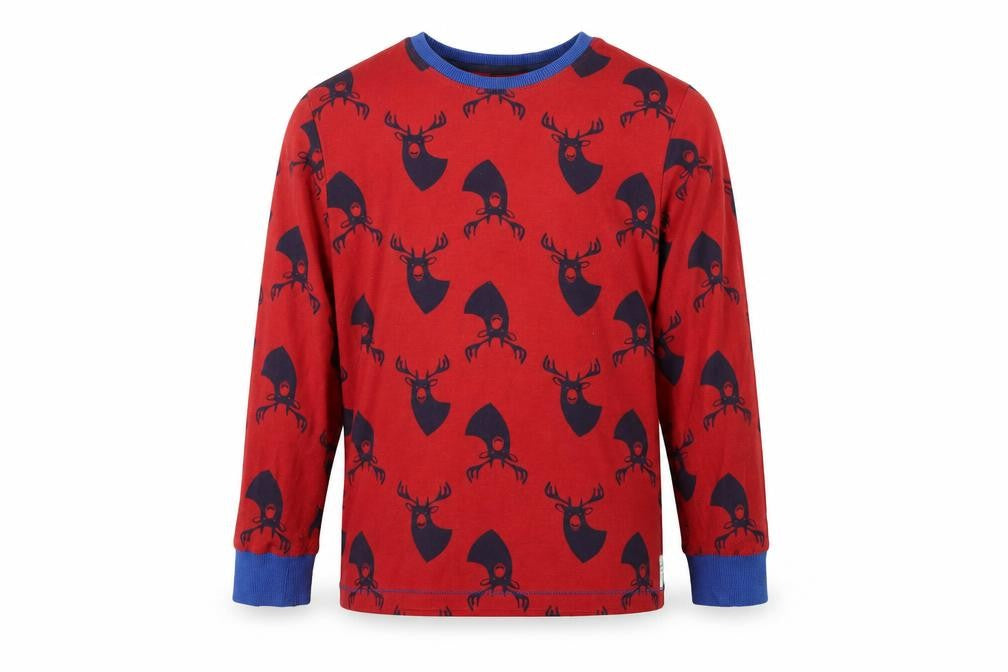 NEXT Boys Red Geometric Cotton  Pyjama Top Size 10 Years   - Stag Print