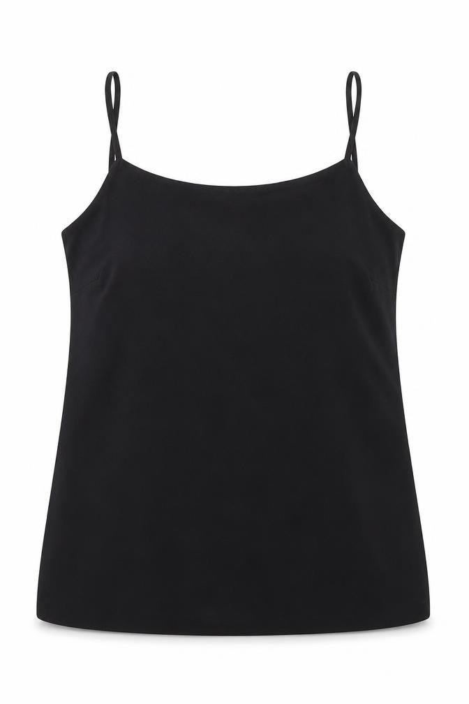 Front view of River Island women’s black polyester camisole blouse, size UK 8, square neck