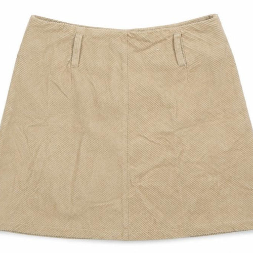 Denim Co Womens Beige  Cotton Mini Skirt Size 10   Zip