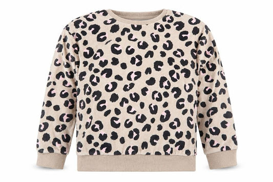 Front view of Marks & Spencer girls’ brown animal print polyester top pyjama top, size 8-9, years pullover
