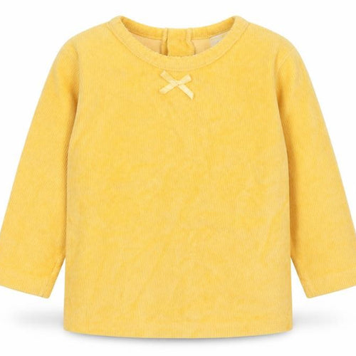 Kids Minis Girls Yellow  Cotton Basic T-Shirt Size 3 Years Crew Neck Button