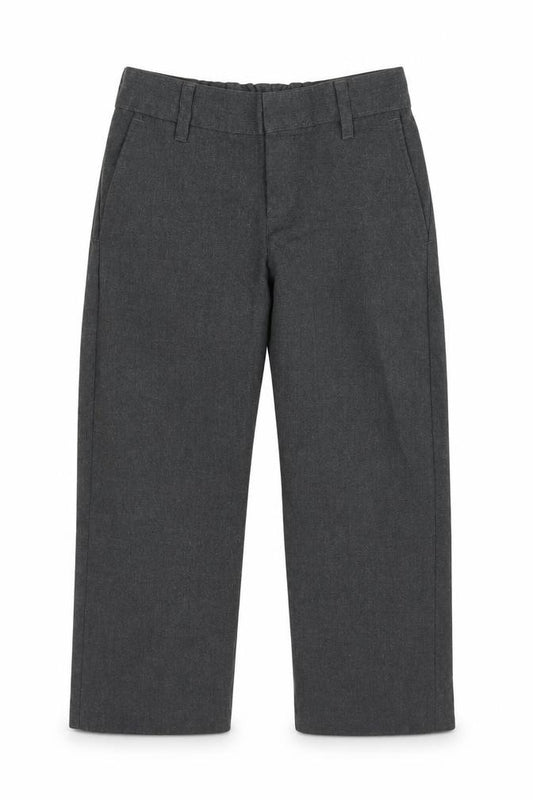 Front view of Marks & Spencer boys’ grey polyester dress pants trousers, size 3-4, years regular - school wear