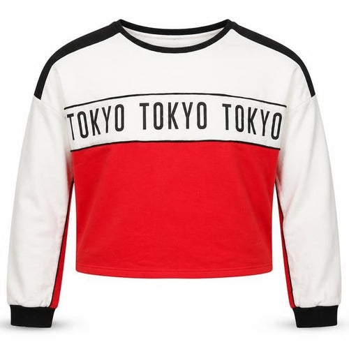 915 Generation Girls Red Colourblock Cotton Pullover Sweatshirt Size 14-15 Years   - Croppeed