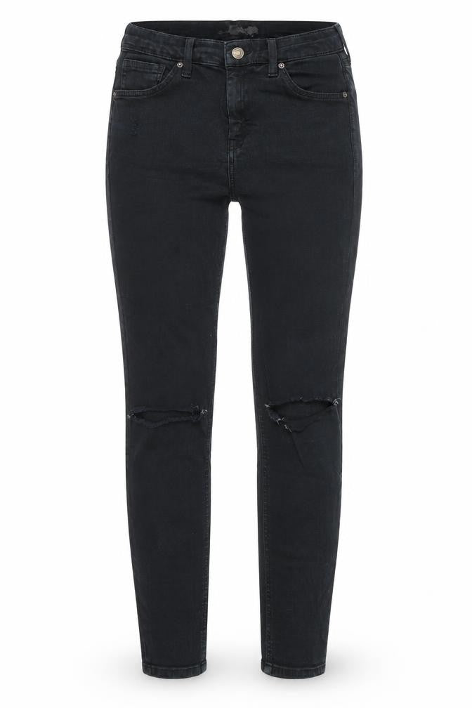 Topshop Womens Black  Cotton Skinny Jeans Size 28 in L27 in Regular Zip