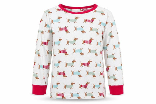 Front view of Matalan girls’ white solid cotton top pyjama top, size 7, years - christmas