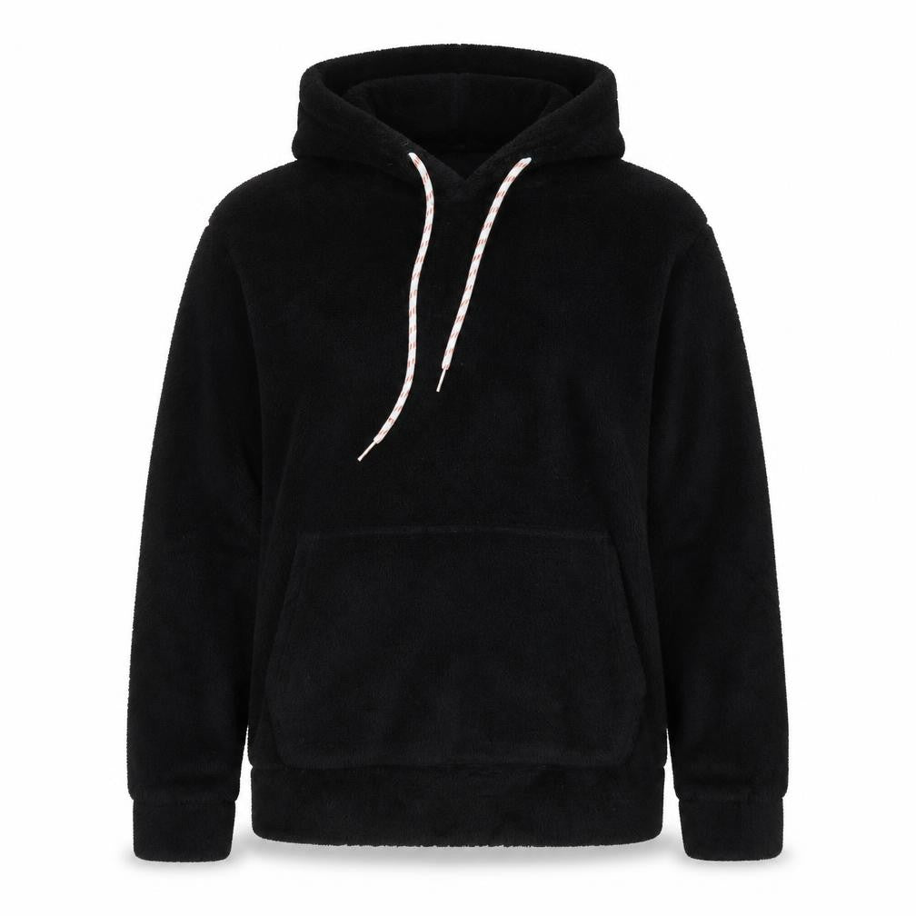Front view of Kivenst women’s black polyester pullover hoodie, size M