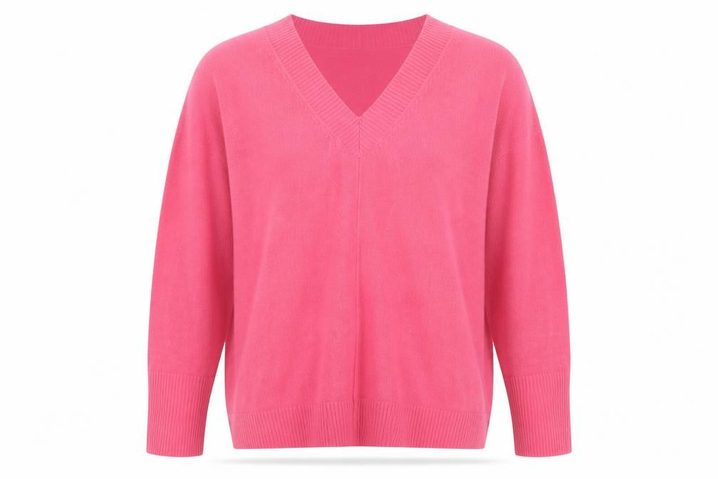 Front view of F&F women’s pink acrylic pullover sweatshirt, size UK 12, pullover