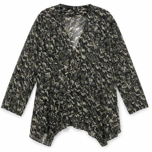 Kushi Womens Green V-Neck Animal Print Polyester Cape Jumper Size 16
