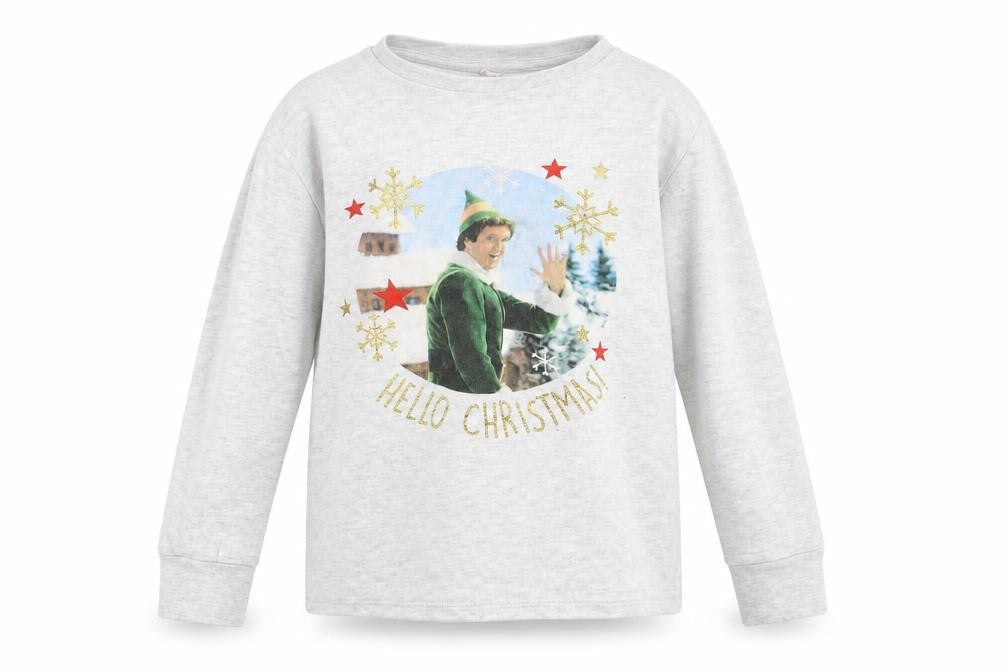 Front view of George boys’ grey cotton basic casual, size 7-8, years crew neck pullover - elf christmas