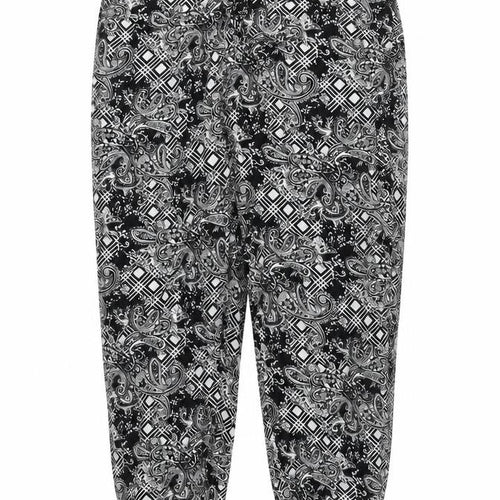 Osha Womens Black Paisley Viscose Trousers  Size 28 in L26 in Regular Drawstring