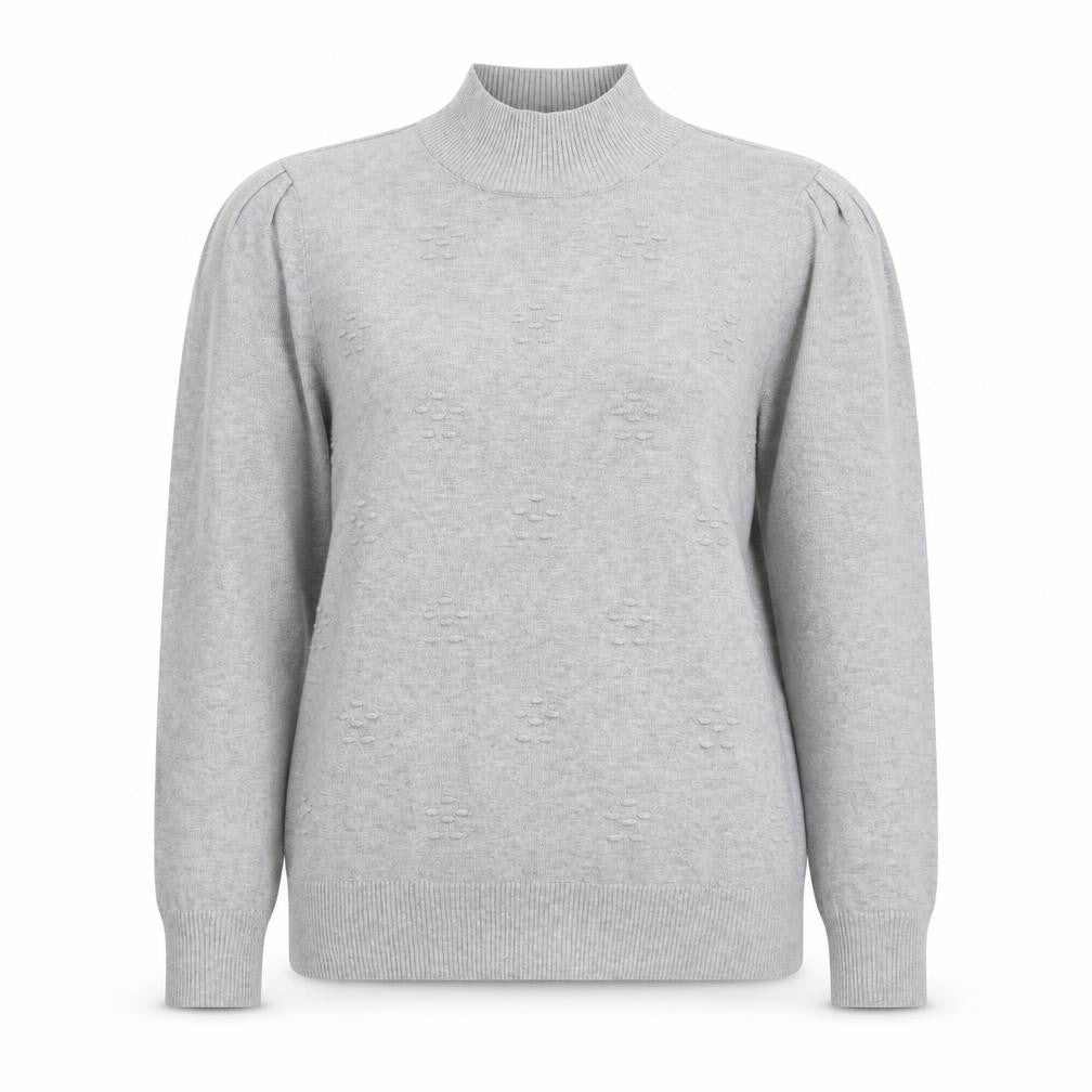 Front view of Love Scarlett women’s grey high neck polyester jumper, size M