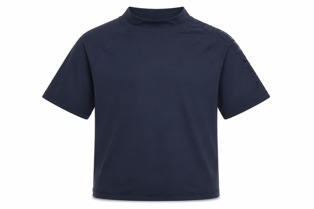 Front view of Next boys’ blue nylon basic t-shirt, size 9, years round neck pullover