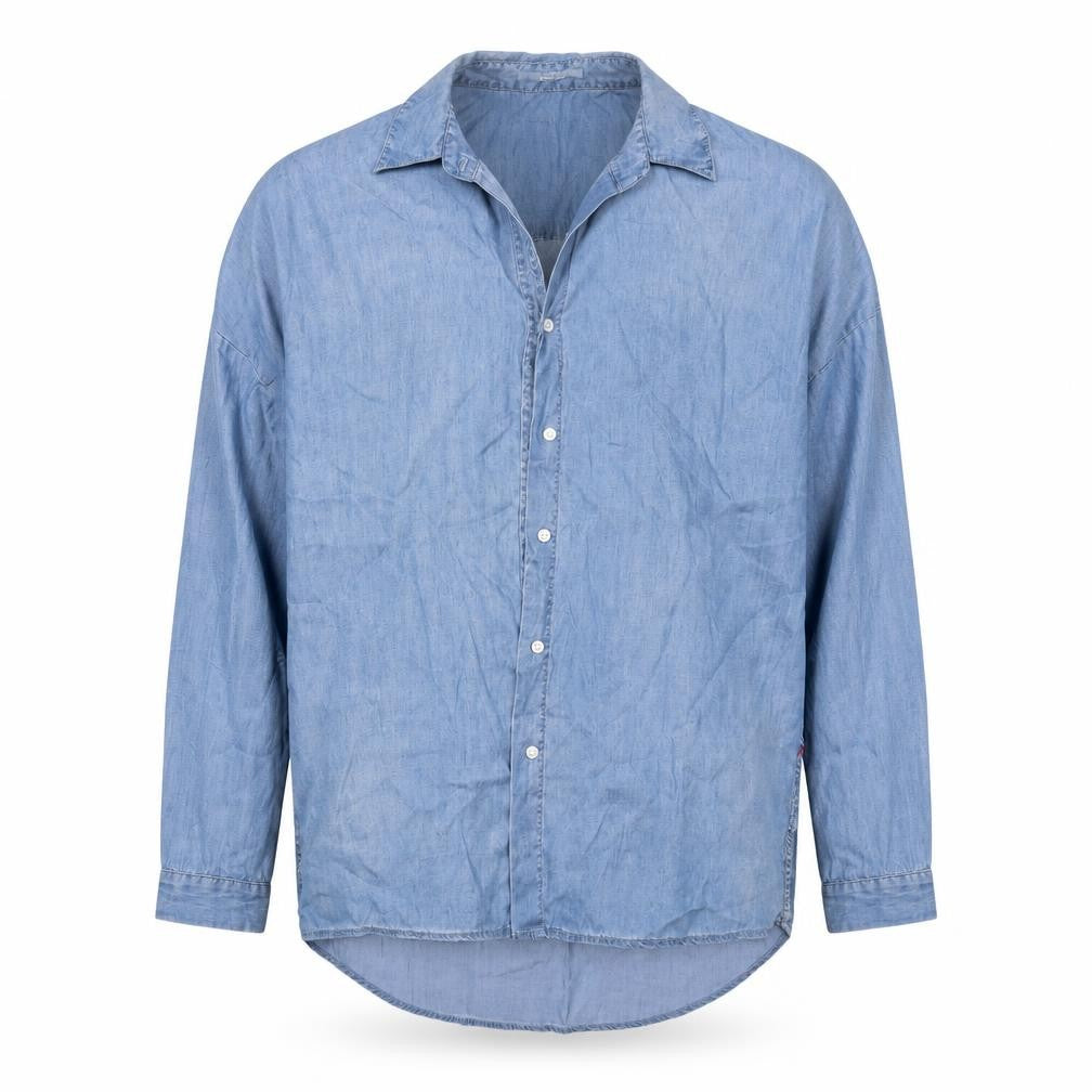 Replay Mens Blue  Lyocell  Button-Up Size S Collared Button