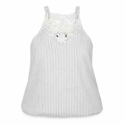New Look Womens White Striped Viscose Camisole Blouse Size 8 Square Neck