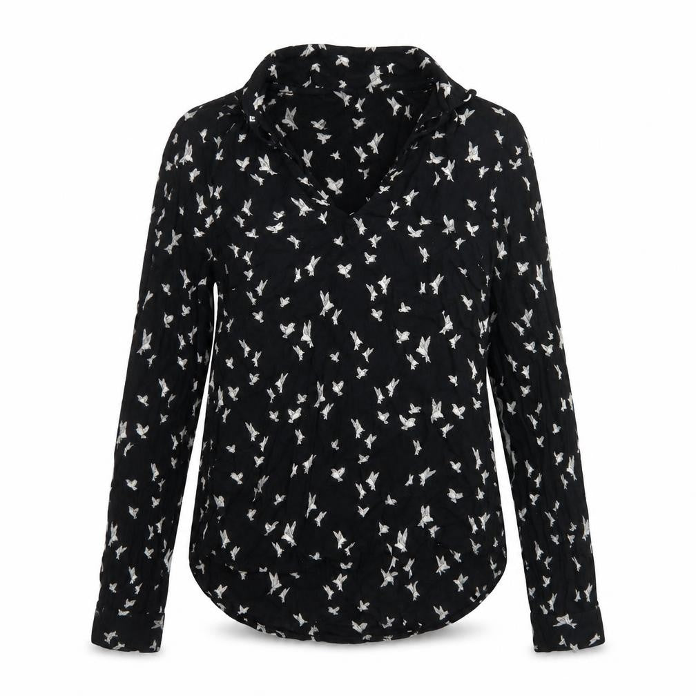 Divided Womens Black Floral Viscose Basic Blouse Size 6 V-Neck