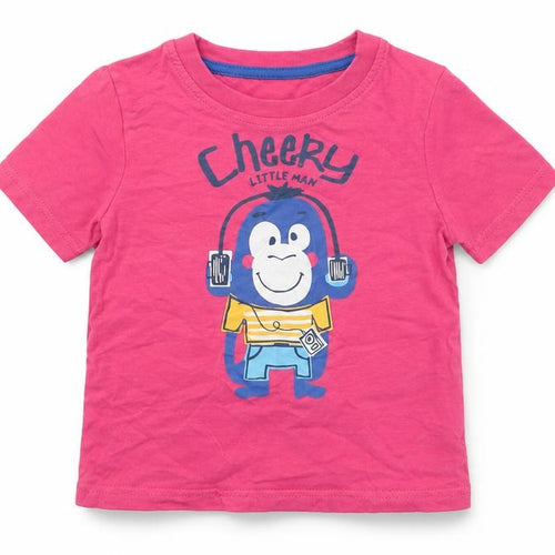 George Boys Pink  Cotton Basic T-Shirt Size 12-18 Months Crew Neck