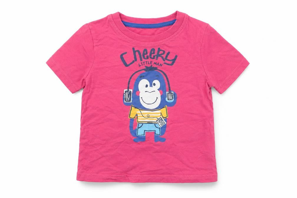 George Boys Pink  Cotton Basic T-Shirt Size 12-18 Months Crew Neck