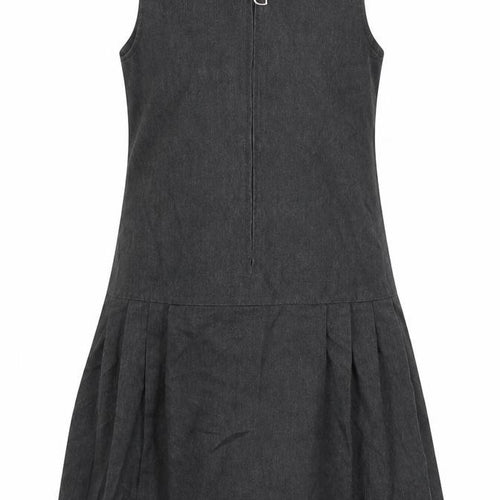 George Girls Grey  Viscose Pinafore/Dungaree Dress  Size 8 Years  Round Neck Zip