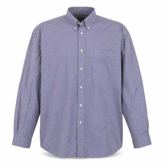 Front view of Ambience men’s blue cotton button-up, size 16, collared button
