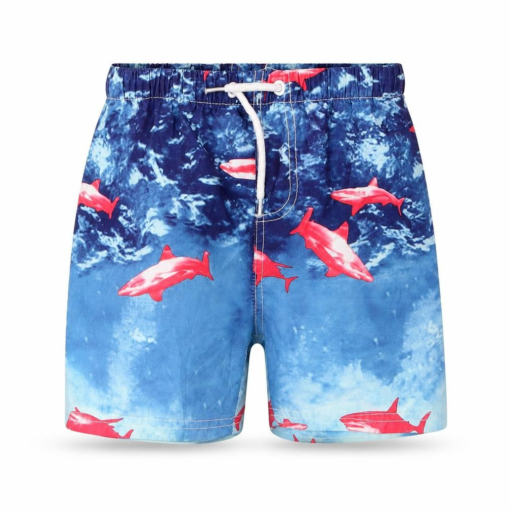 Front view of Hullabaloo boys’ blue polyester sweat shorts, size 5, years regular drawstring