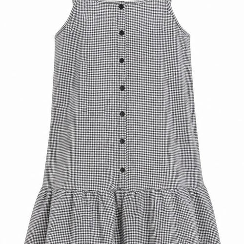 Primark Girls Black Check Polyester Trapeze & Swing  Size 14-15 Years  Round Neck