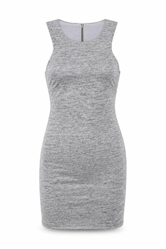 Front view of Topshop women’s silver polyester blend mini, size UK 8, round neck
