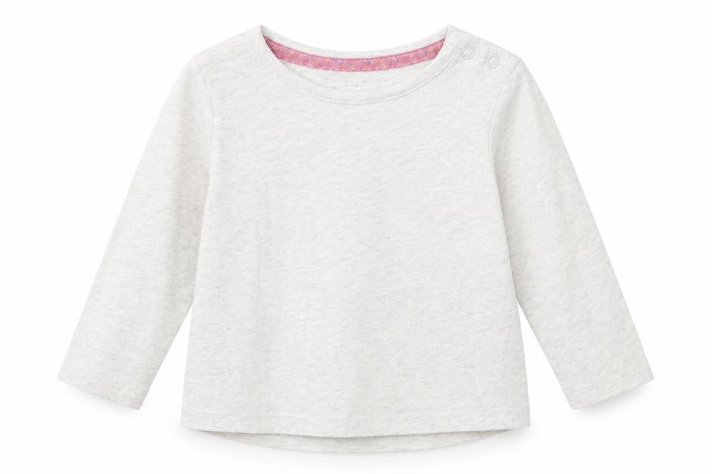F&F Girls Grey  Cotton Basic T-Shirt Size 6-9 Months Round Neck