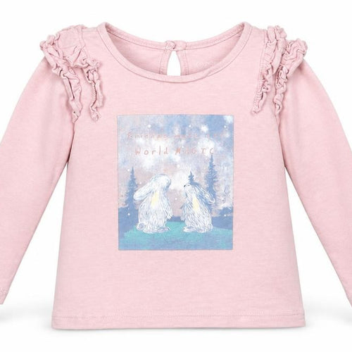 Primark Girls Pink  Cotton Basic T-Shirt Size 6-9 Months Round Neck