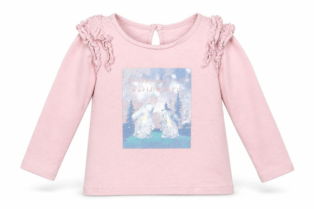 Primark Girls Pink  Cotton Basic T-Shirt Size 6-9 Months Round Neck