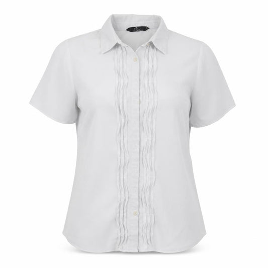 Front view of Bonmarché women’s grey polyester basic button-up, size UK 12, collared
