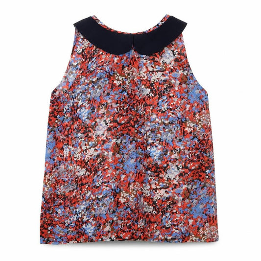 Front view of Grace & Mila women’s red polyester basic blouse, size S, collared