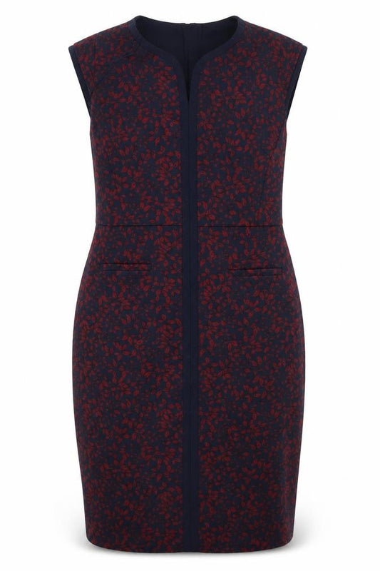 Front view of TU women’s red geometric polyester bodycon, size UK 12, v-neck pullover