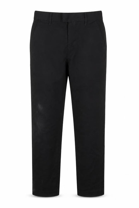Front view of Next boys’ black polyester dress pants trousers, size 12, years regular