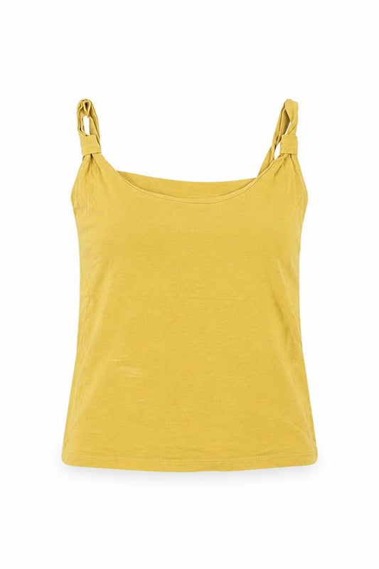 Front view of Principles women’s yellow cotton basic tank, size M, round neck