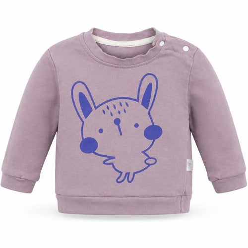 Preworn Baby Purple  Cotton Pullover Jumper Size 6-9 Months  Snap - Bunny